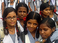 School girls in a rural area near New Delhi, India